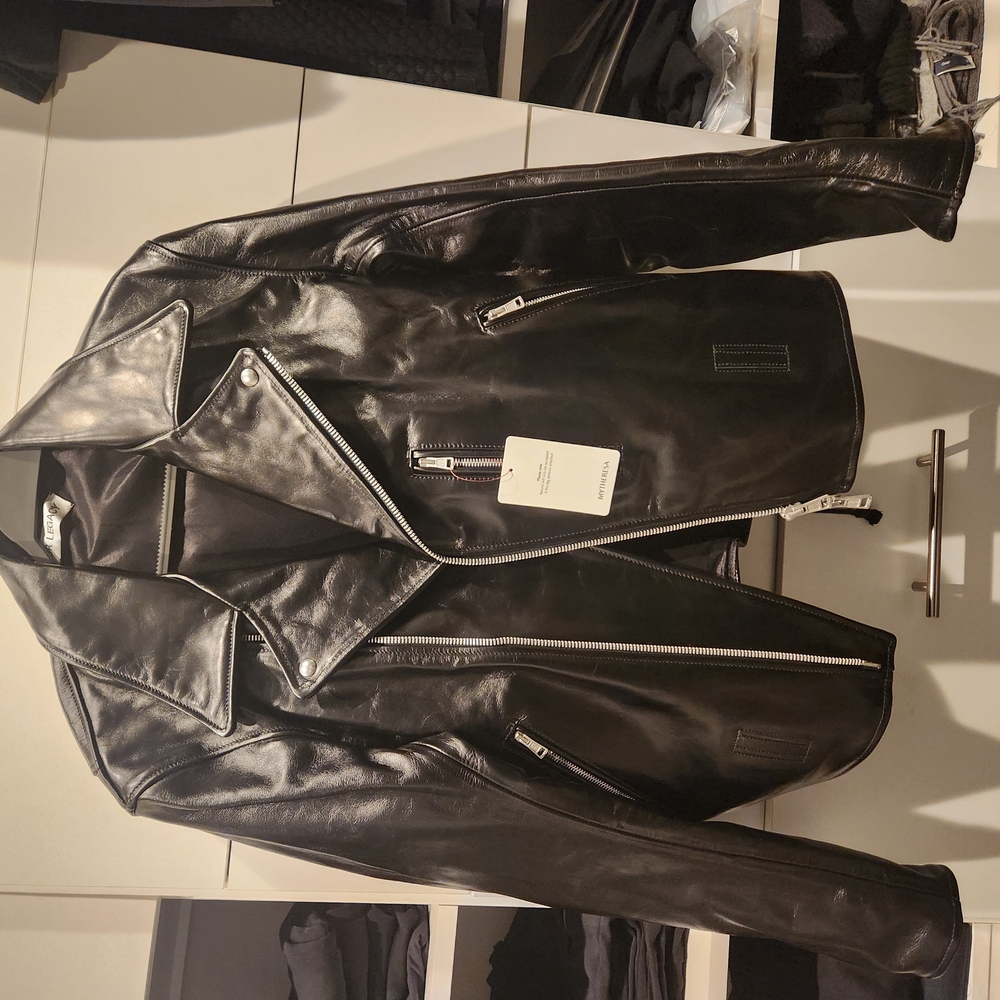 Our Legacy Men's Black Biker Leather Jacket Size 54